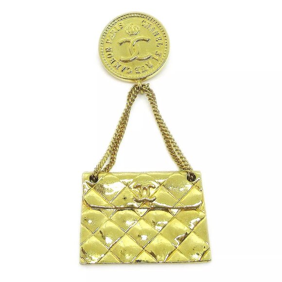 Chanel Bag Brooch Pin Gold 26 31538 - Picture 1 of 8